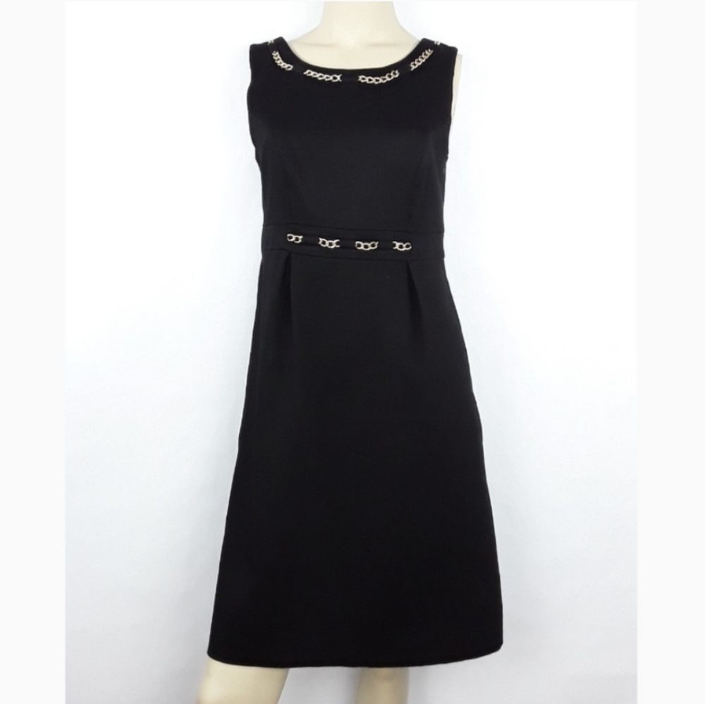MERONA Black Dress With Gold Chains Size 8